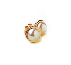 pearl, earrings, gold