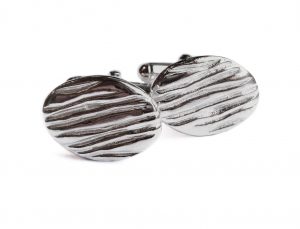 Solid silver cufflinks with a wavy pattern