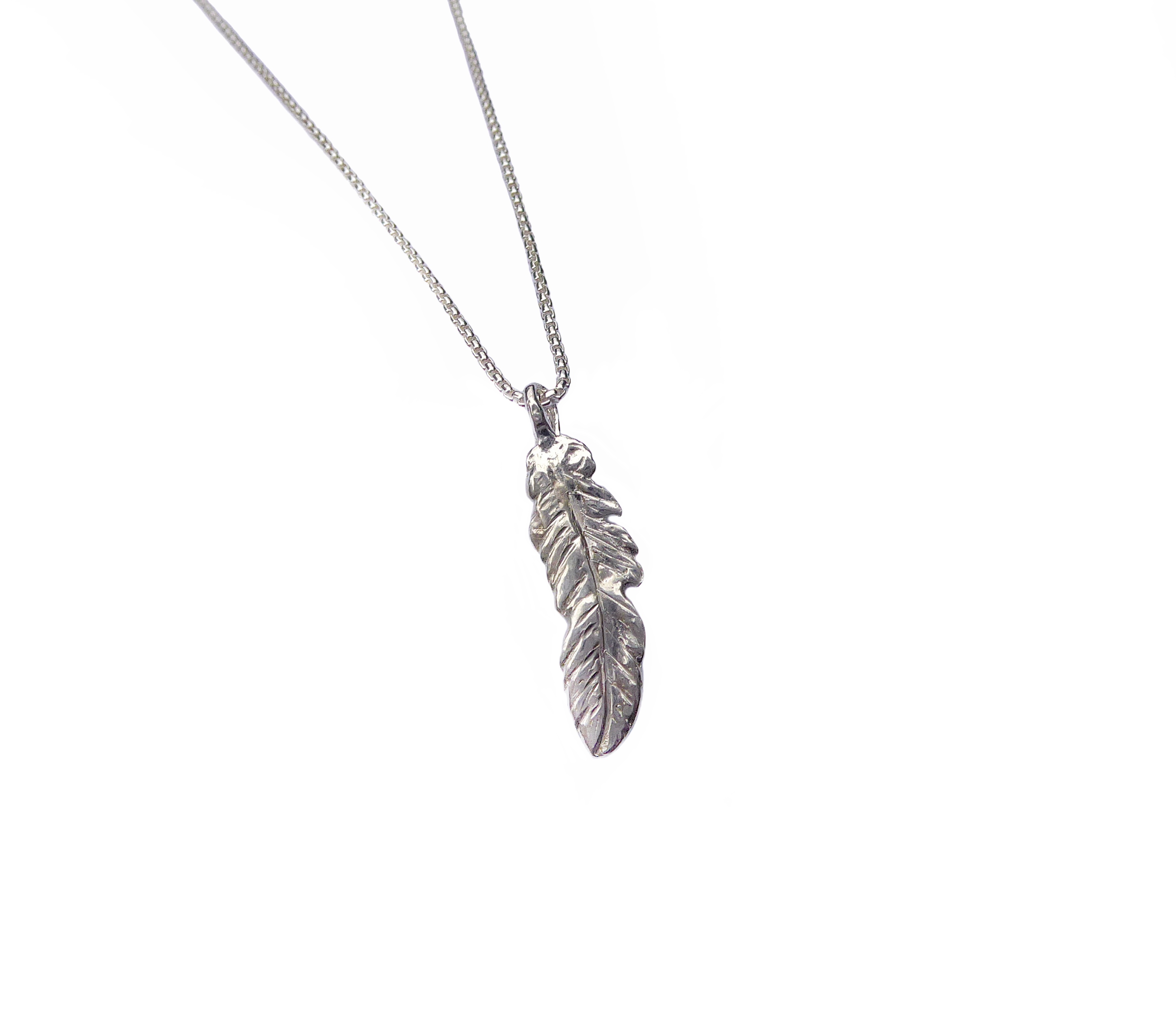 Handmade sterling silver feather pendant - Carol Clift Jewellery