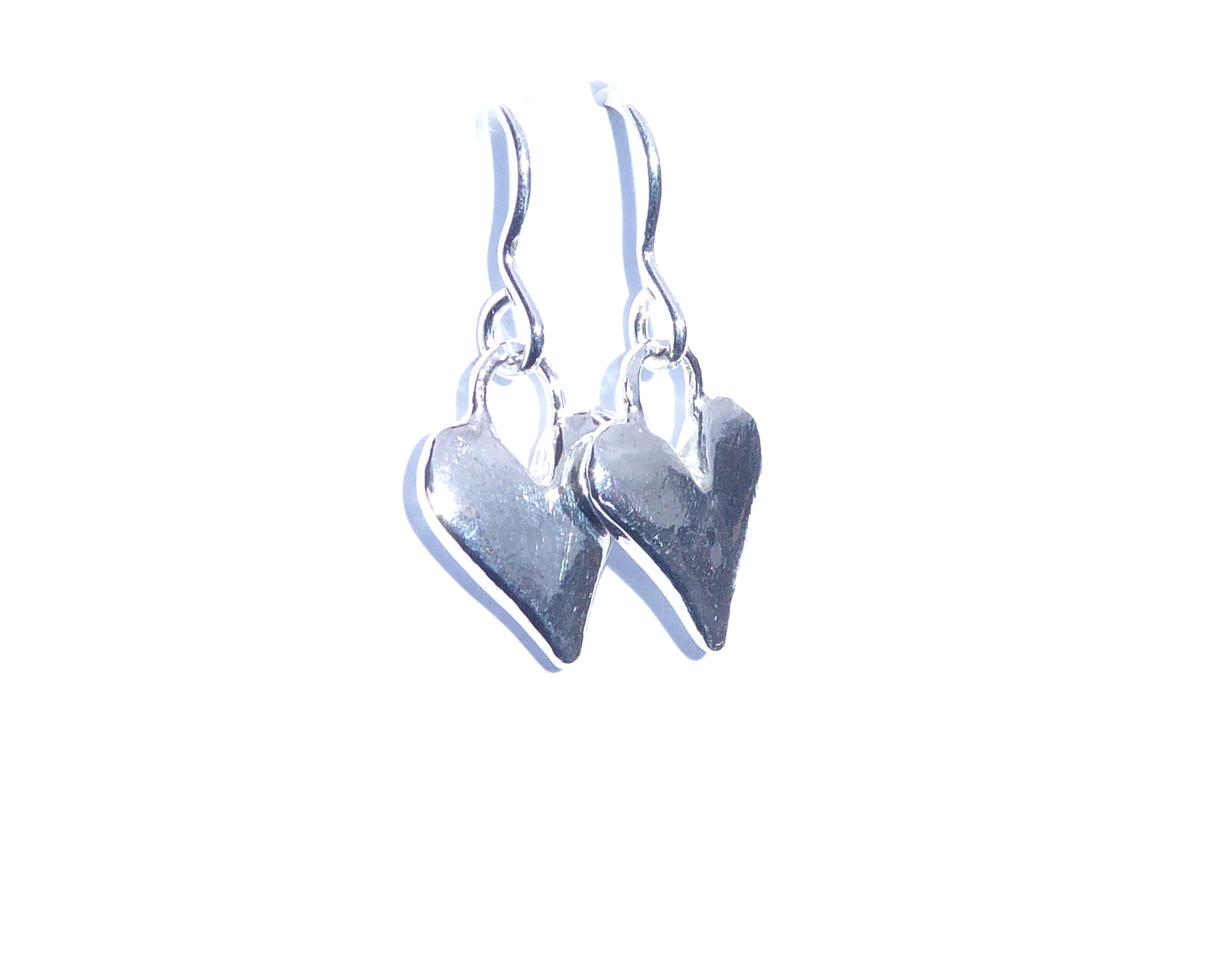 Silver Love Word Heart Charm Dangle Earrings – Sterling Silver Hooks – Handmade Valentine's Day Gift