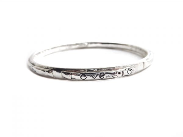 Handmade Sterling Silver Love Bangle