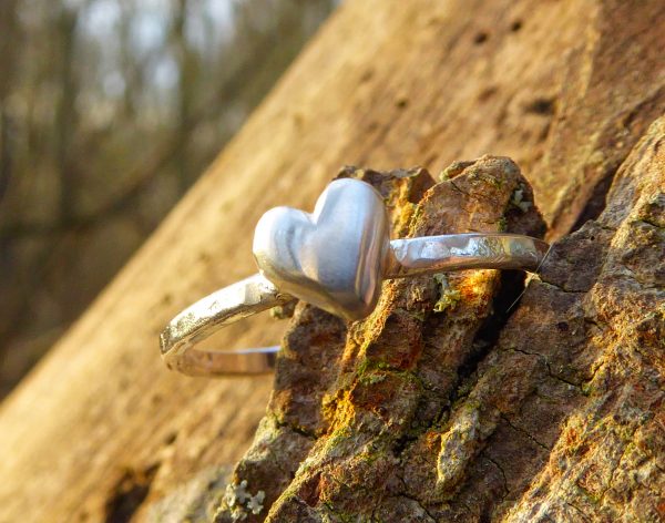 Handmade ring with silver heart