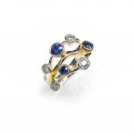 Diamond and sapphire gold ring