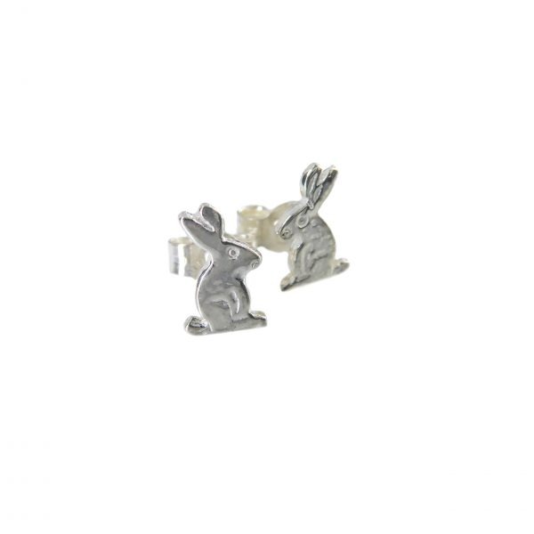 Silver bunny stud earrings