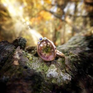 Mystical gold ring with watermelon tourmaline