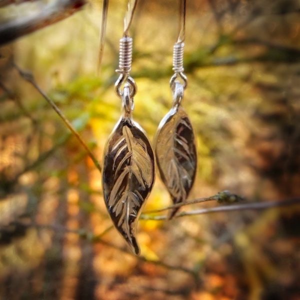 Ash leaf earrings handmade in silver